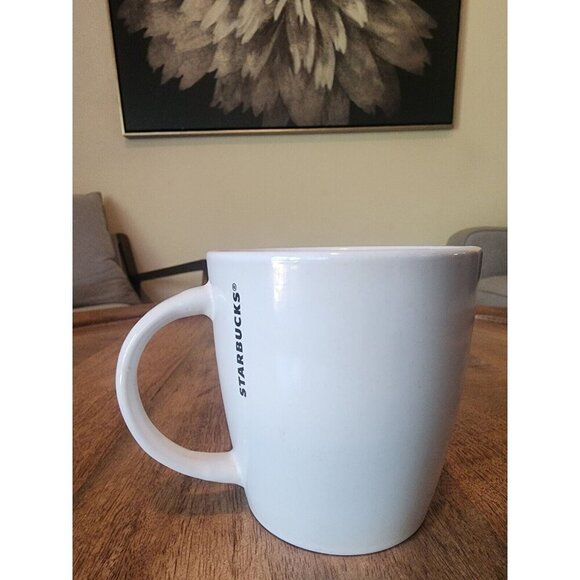 2017 Starbucks Christmas Flourish Evergreen White/Green Coffee Cup Tea Mug - Picture 2 of 4